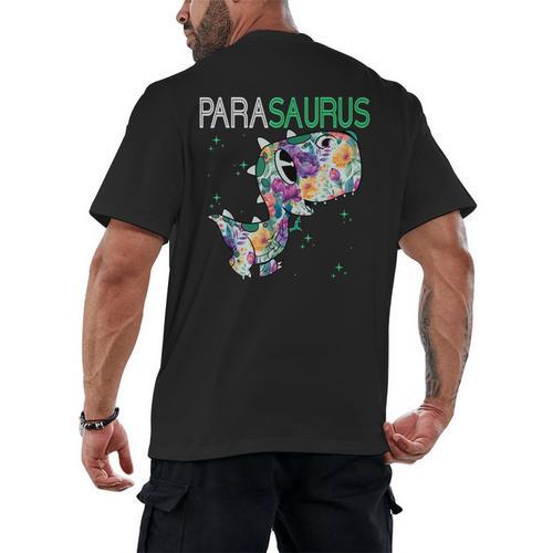 Dino Para Professional Teacher Collection T-Rex Dinosaur Paraeducator Assistant Teacher Men's Back Print T-Shirt - teacherstshirts.com