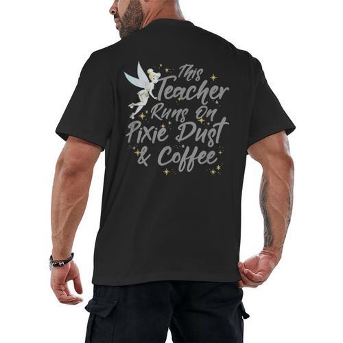 Disney Peter Pan Tinkerbell Teacher Pixie Dust And Coffee Men's Back Print T-Shirt - teacherstshirts.com