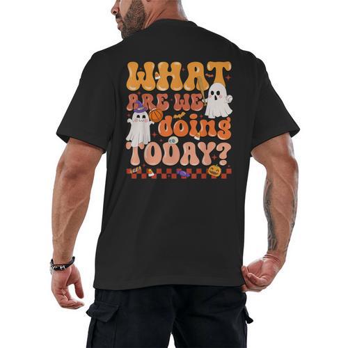 What Are We Doing Today Halloween PE Spooky Teacher Men's Back Print T-Shirt - teacherstshirts.com AU