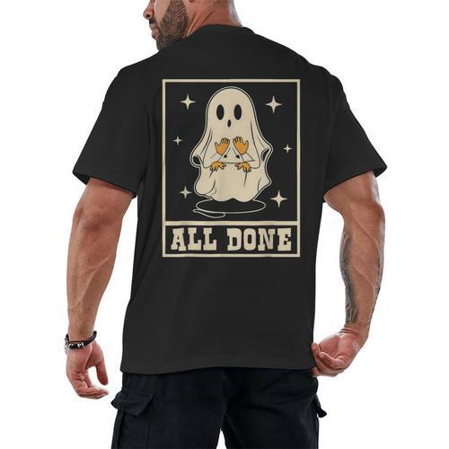 All Done Sign Language Ghost Speech Pathology Teacher Men's Back Print T-Shirt - teacherstshirts.com