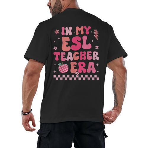 In My Esl Teacher Era Back To School ESL Teacher Groovy Men's Back Print T-Shirt - teacherstshirts.com AU