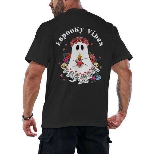 Espooky Vibes Maestra Halloween Spanish Mexican Teacher Men's Back Print T-Shirt - teacherstshirts.com UK