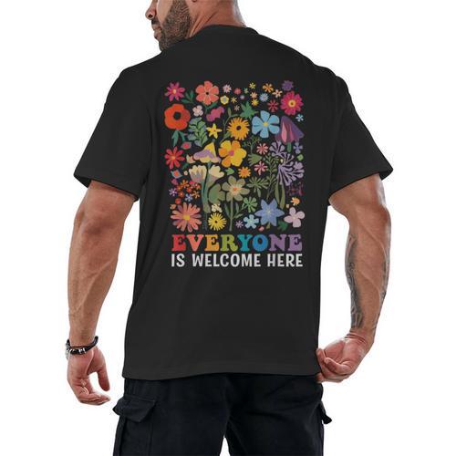 Everyone Is Welcome Here Tshirt Idaho Teacher Support Retro Men's Back Print T-Shirt - teacherstshirts.com AU