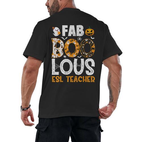 Faboolous ESL ESOL Teacher Spooky Teacher Halloween Costume For Men Women Men's Back Print T-Shirt - teacherstshirts.com AU