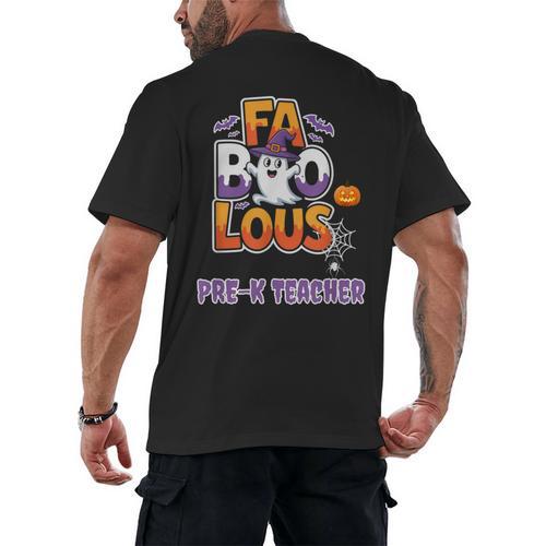 Fabulous Pre-K Teacher Halloween Costume Classroom Outfit Men's Back Print T-Shirt - teacherstshirts.com