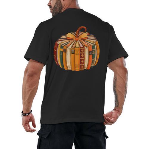 Fall Book Halloween Costume Autumn Pumpkin Teacher Kids Men's Back Print T-Shirt - teacherstshirts.com AU