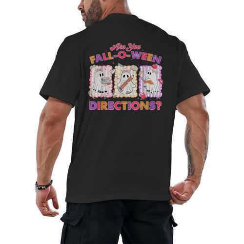 Are You Fall-O-Ween Directions Halloween Teacher Ghost Men's Back Print T-Shirt - teacherstshirts.com DE