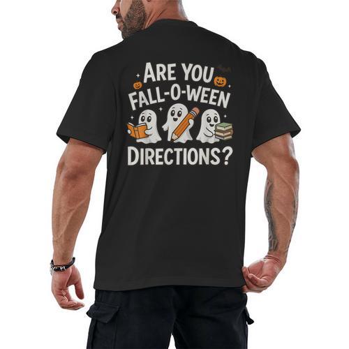 Are You Fall O Ween Directions Halloween Teacher Ghosts Men's Back Print T-Shirt - teacherstshirts.com