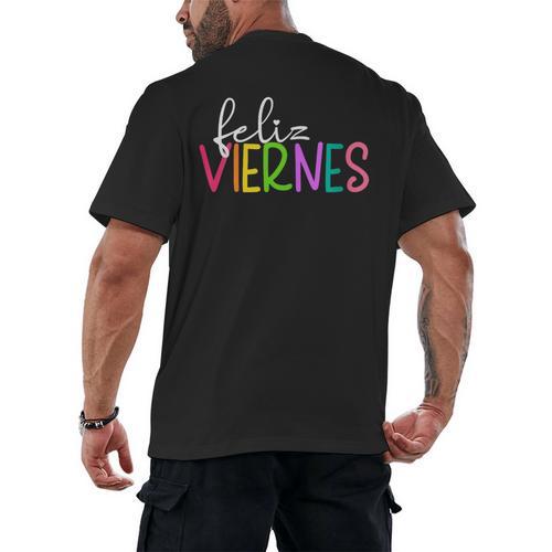 Feliz Viernes Happy Friday Spanish Teacher Friday Spanish Sp Men's Back Print T-Shirt - teacherstshirts.com