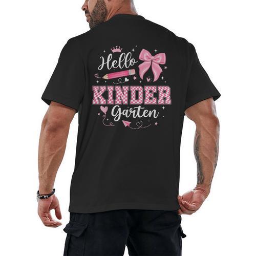 First Day Of School Teacher Girl Coquette Hello Kindergarten Men's Back Print T-Shirt - teacherstshirts.com DE