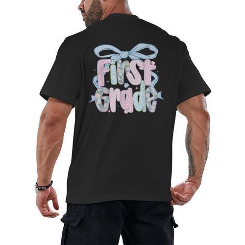 First Grade Coquette Bow Girls Teacher Team 1st Grade Squad Men's Back Print T-Shirt - teacherstshirts.com AU