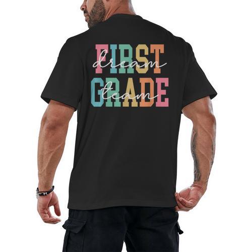 First Grade Dream Team Back To School 1st Grade Teacher Men's Back Print T-Shirt - teacherstshirts.com