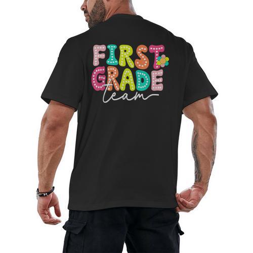 First Grade Team Teacher Back To School 1st Grade Squad Kids Men's Back Print T-Shirt - teacherstshirts.com
