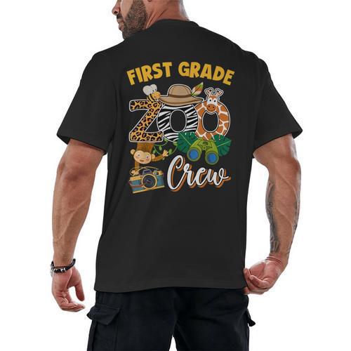 First Grade Zoo Field Trip Squad Matching Teacher Students Men's Back Print T-Shirt - teacherstshirts.com AU