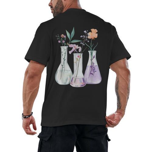 Flowers Test Tube Chemistry Student Science Teacher Women Men's Back Print T-Shirt - teacherstshirts.com UK