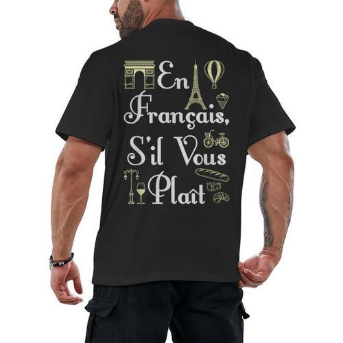 French Teacher En Francais S'Il Vous Plait End Of Year Men's Back Print T-Shirt - teacherstshirts.com UK