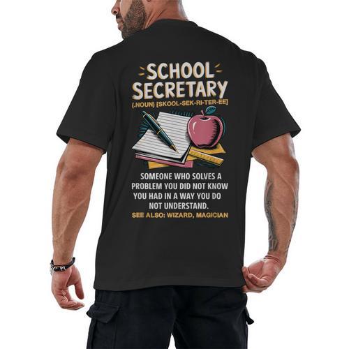Front Office Teacher Admin Meaning School Secretary Men's Back Print T-Shirt - teacherstshirts.com UK