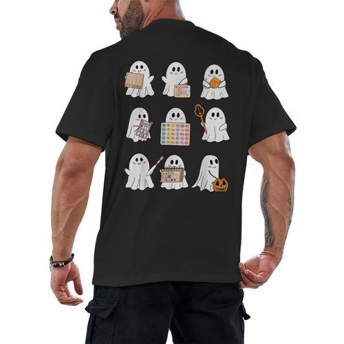 Ghost Speech Therapy Teacher Spooky Season Halloween Men's Back Print T-Shirt - teacherstshirts.com UK