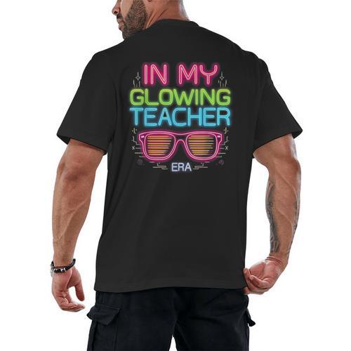 In My Glowing Teacher Era Groovy Colorful Bright Men's Back Print T-Shirt - teacherstshirts.com