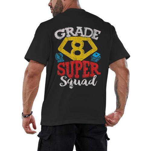 Grade 8 Super Squad Superhero Teacher Team Men's Back Print T-Shirt - teacherstshirts.com
