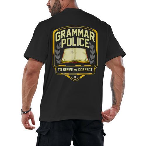 Grammar Police To Serve And Correct English Teacher Men's Back Print T-Shirt - teacherstshirts.com AU
