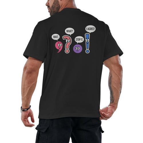 Grammar Teacher Wait What Stop It I Agree Humor Men's Back Print T-Shirt - teacherstshirts.com