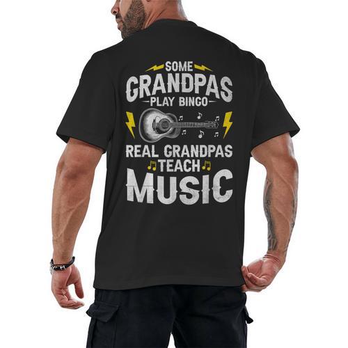 Some Grandpas Play Bingo Real Grandpas Teach Music Teacher Men's Back Print T-Shirt - teacherstshirts.com CA