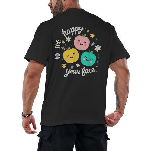 Groovy Happy To See Your Face Teacher School Appreciation Men's Back Print T-Shirt - teacherstshirts.com UK