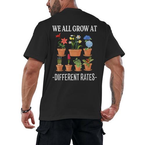 We All Grow At Different Rates Back To School Teacher Men's Back Print T-Shirt - teacherstshirts.com AU