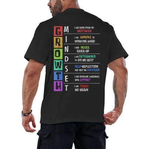 Growth Mindset Positive Motivational Classroom Teacher Learn Men's Back Print T-Shirt - teacherstshirts.com UK