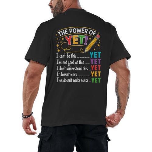 Growth Mindset Teacher Power Of Yet Inspirational Men's Back Print T-Shirt - teacherstshirts.com CA