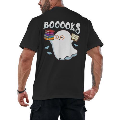 Halloween Books Librarian English Teacher Reader Reading Men's Back Print T-Shirt - teacherstshirts.com AU