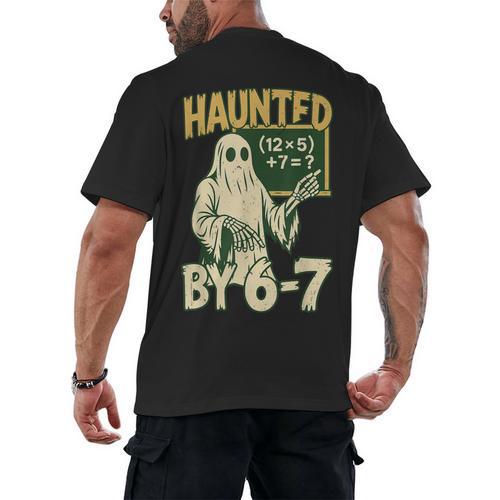 Halloween Costume Haunted By 67 Ghost Math Teacher Professor Men's Back Print T-Shirt - teacherstshirts.com CA