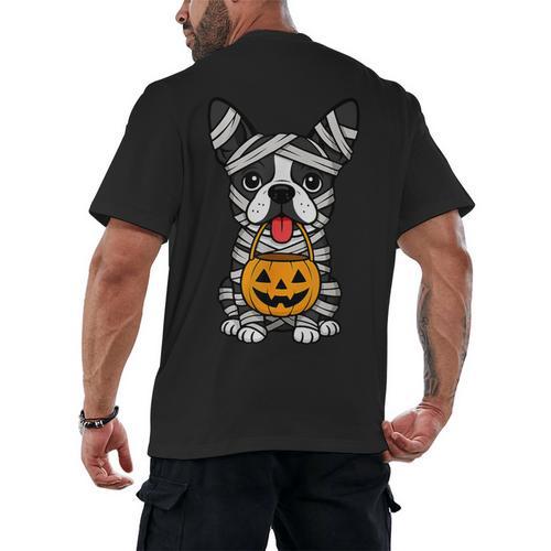 Halloween Dog Boston Terrier Mummy Costume Men Women Kids Men's Back Print T-Shirt - Bostonterriersmerch.com AU