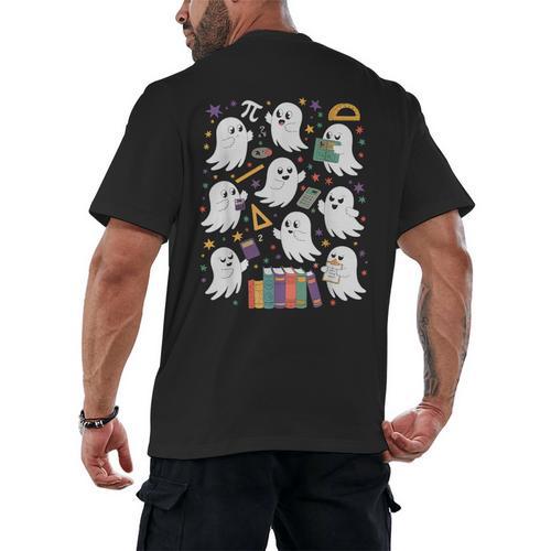 Halloween Math Teacher Ghost Math Teacher Spooky Halloween Men's Back Print T-Shirt - teacherstshirts.com DE