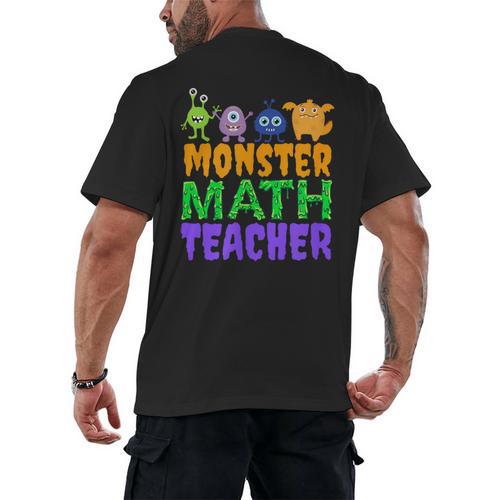 Halloween Monster Math Teacher Men Women Men's Back Print T-Shirt - teacherstshirts.com DE
