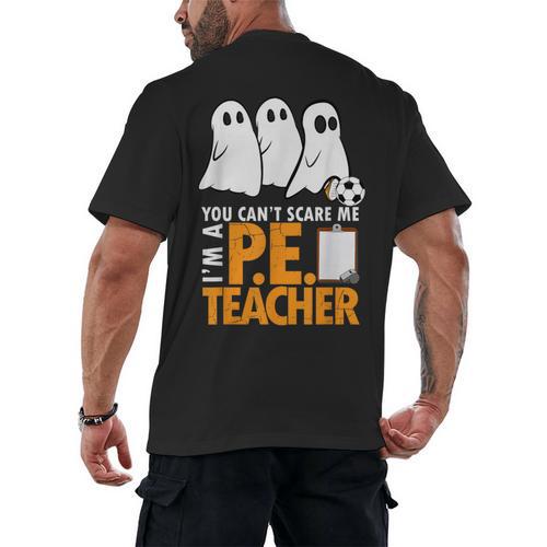 Halloween PE Teacher Shirt Can't Scare Me Men's Back Print T-Shirt - teacherstshirts.com AU