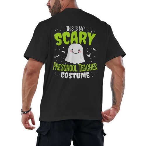 Halloween This Is My Scary Preschool Teacher Custome For Men Women Kids Men's Back Print T-Shirt - teacherstshirts.com AU