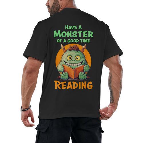 Halloween Teacher Librarian Monster Reading Books Men Women Kids Men's Back Print T-Shirt - teacherstshirts.com
