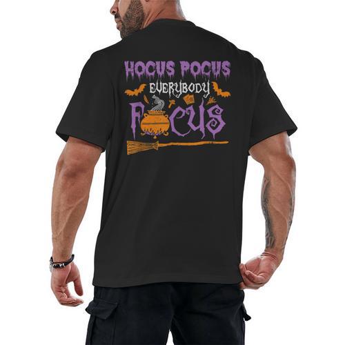 Halloween Teacher Or Student Hocus Pocus Everybody Focus For Men Women Kids Men's Back Print T-Shirt - teacherstshirts.com CA
