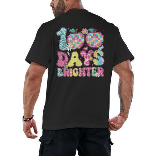 Happy 100th Day Of School 100 Days Brighter Teachers Kids Men's Back Print T-Shirt - teacherstshirts.com UK