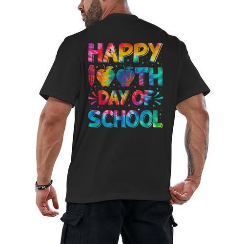 Happy 100th Day Of School Teacher Student 100 Days Tie Dye Men Women Kids Men's Back Print T-Shirt - teacherstshirts.com UK