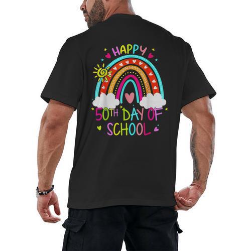 Happy 50th Days Of School Rainbow Teacher 50 Days Smarter Men's Back Print T-Shirt - teacherstshirts.com AU