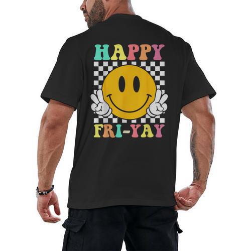 Happy Fri-Yay Teacher Friday Weekend School Men's Back Print T-Shirt - teacherstshirts.com UK