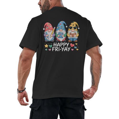 Happy Fri-Yay Teacher Fry Yay Friday Weekend Fri-Yay Men's Back Print T-Shirt - teacherstshirts.com