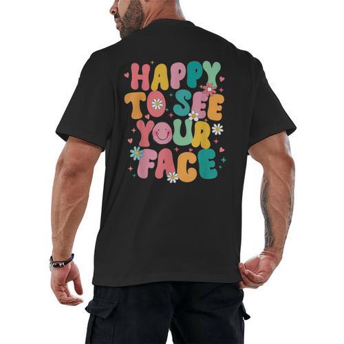 Happy To See Your Face Teacher Disco Ball Back To School Men's Back Print T-Shirt - teacherstshirts.com AU