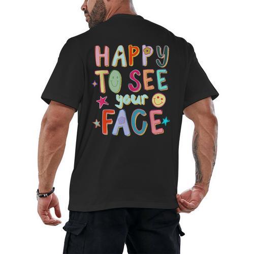 Happy To See Your Face Teacher Retro Back To School Men's Back Print T-Shirt - teacherstshirts.com