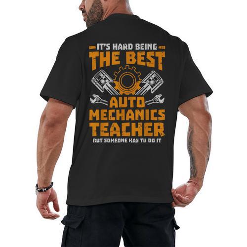 Hard Being The Best Auto Mechanics Teacher For Men Women Kids Men's Back Print T-Shirt - teacherstshirts.com CA
