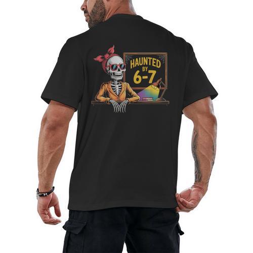 Haunted By 6-7 Teacher Halloween 67 Men's Back Print T-Shirt - teacherstshirts.com UK