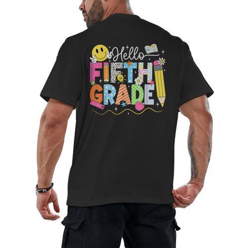 Hello Fifth Grade Team 5th Grade Back To School Teacher Kids Men's Back Print T-Shirt - teacherstshirts.com DE